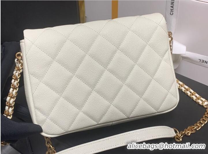 Top Quality Chanel Grained Calfskin Shoulder Bag AS3103 white