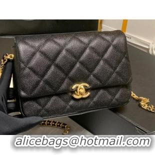 Famous Brand Chanel Grained Calfskin Shoulder Bag AS3103 BLACK