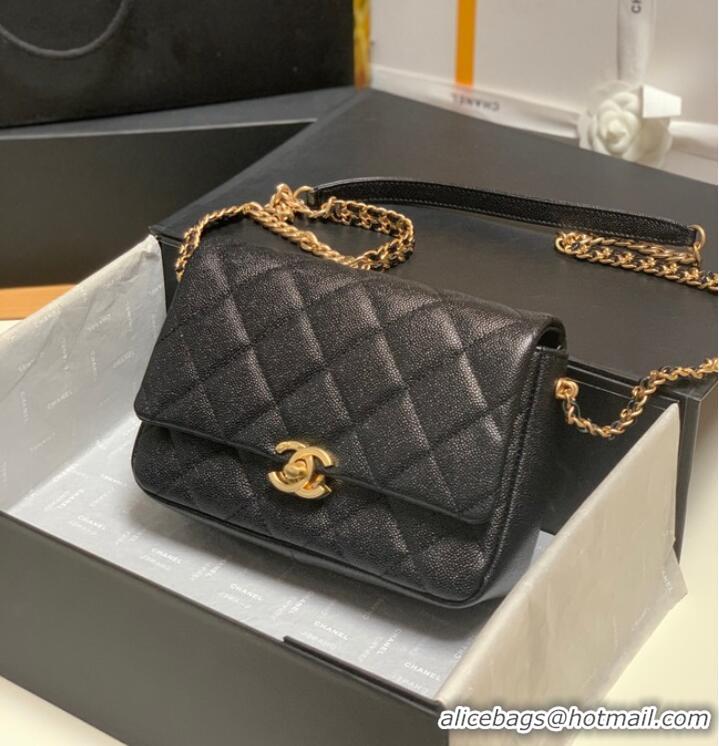 Famous Brand Chanel Grained Calfskin Shoulder Bag AS3103 BLACK