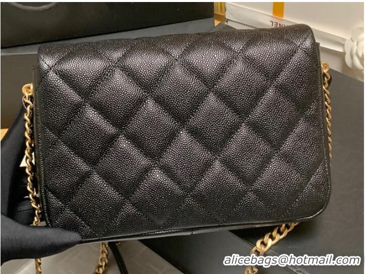 Famous Brand Chanel Grained Calfskin Shoulder Bag AS3103 BLACK