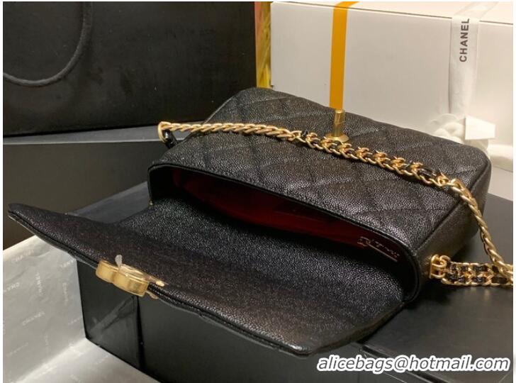 Famous Brand Chanel Grained Calfskin Shoulder Bag AS3103 BLACK