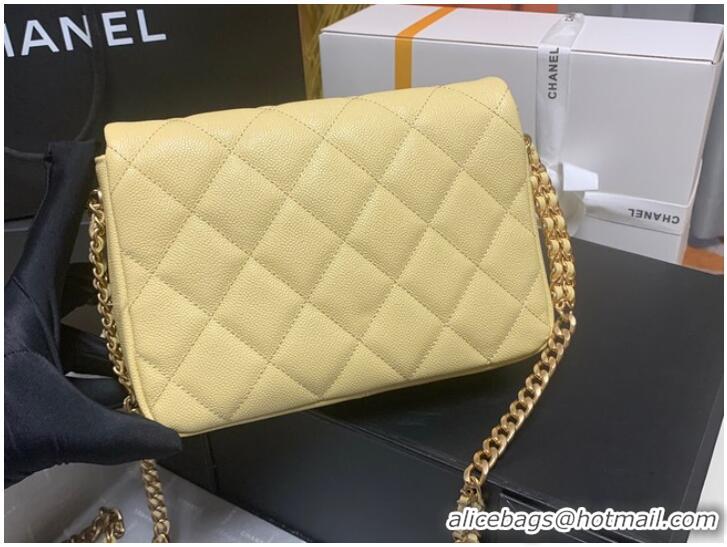 Top Quality Chanel Grained Calfskin Shoulder Bag AS3103 YELLOW