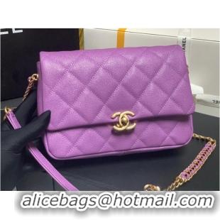 Hot Sell Cheap Chanel Grained Calfskin Shoulder Bag AS3103 purple