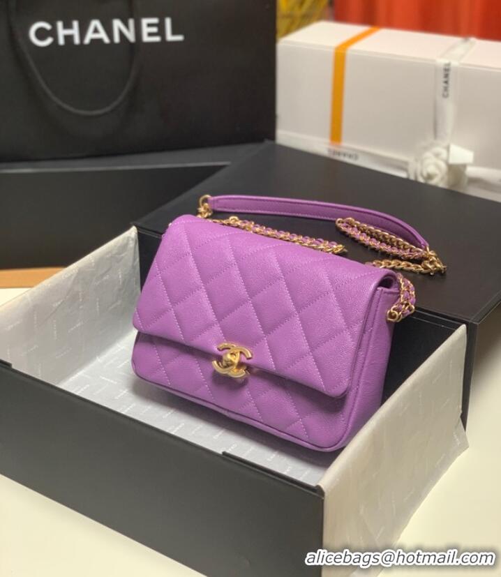 Hot Sell Cheap Chanel Grained Calfskin Shoulder Bag AS3103 purple