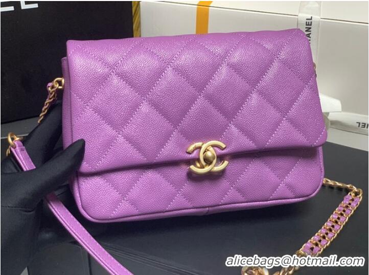 Hot Sell Cheap Chanel Grained Calfskin Shoulder Bag AS3103 purple