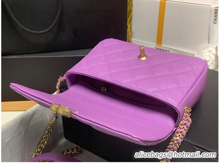 Hot Sell Cheap Chanel Grained Calfskin Shoulder Bag AS3103 purple