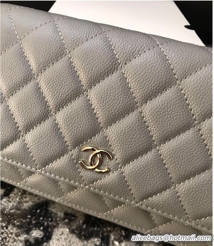 Discount Chanel WOC Original Caviar Leather Flap cross-body bag CC33815 grey