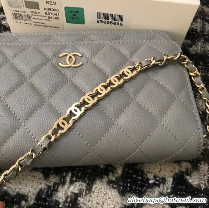 Discount Chanel WOC Original Caviar Leather Flap cross-body bag CC33815 grey