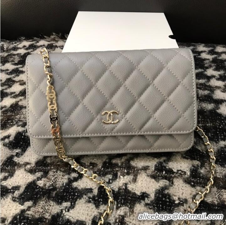 Discount Chanel WOC Original Caviar Leather Flap cross-body bag CC33815 grey