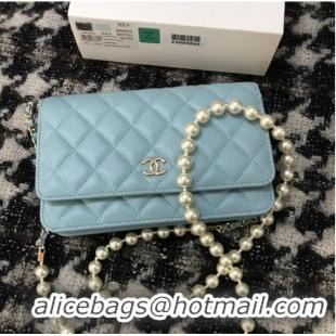 Well Crafted Chanel Lambskin Flap Shoulder Bag CC33814 light blue