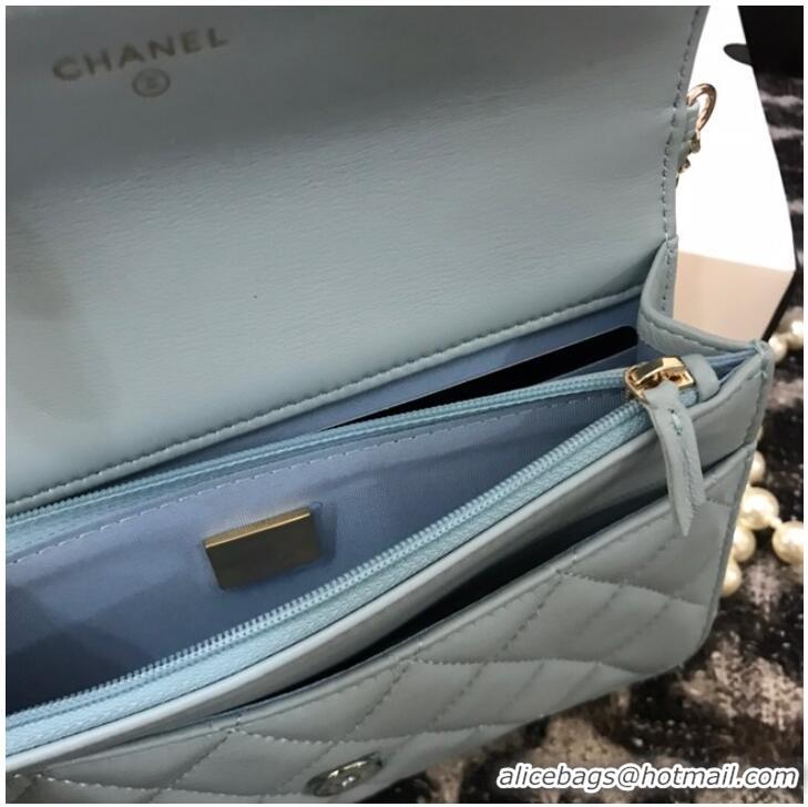 Well Crafted Chanel Lambskin Flap Shoulder Bag CC33814 light blue