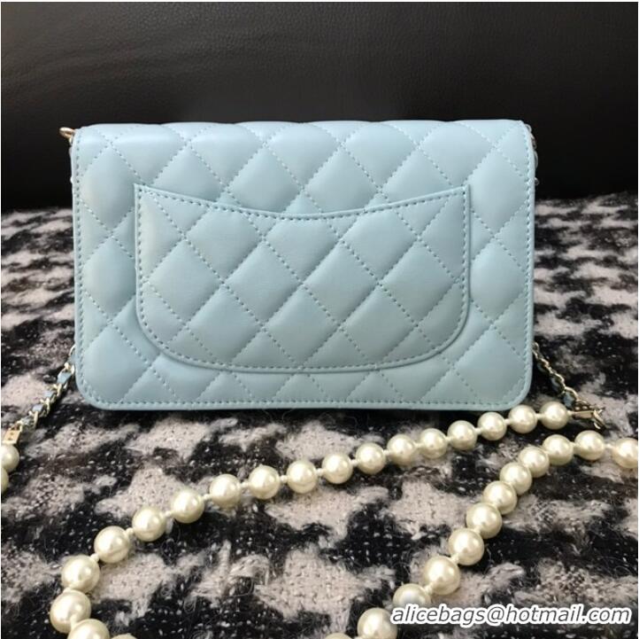 Well Crafted Chanel Lambskin Flap Shoulder Bag CC33814 light blue