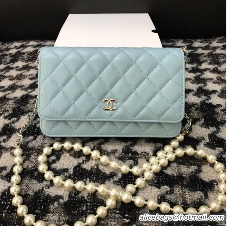 Well Crafted Chanel Lambskin Flap Shoulder Bag CC33814 light blue