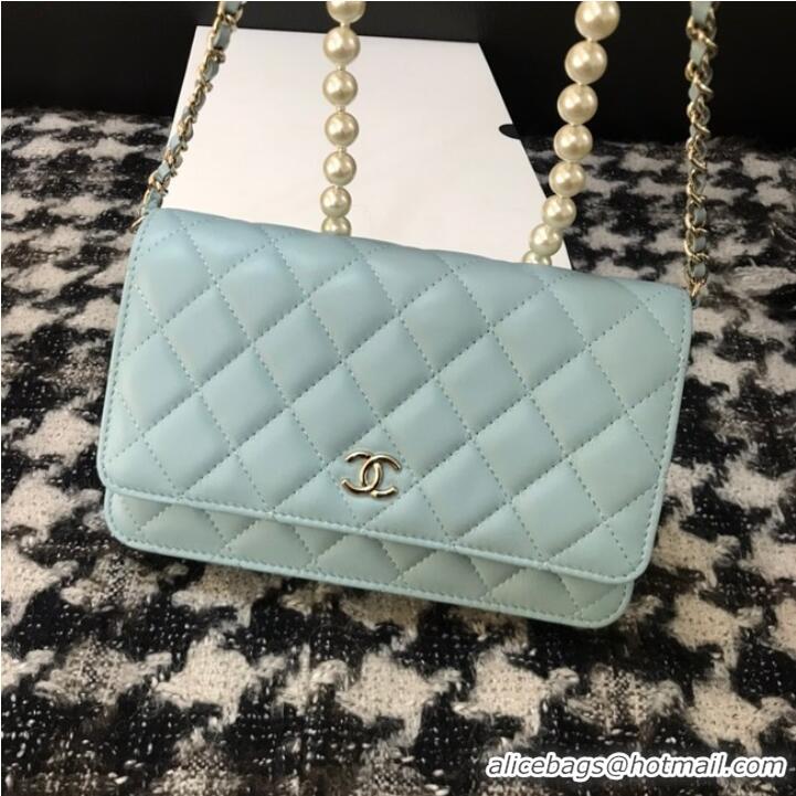 Well Crafted Chanel Lambskin Flap Shoulder Bag CC33814 light blue