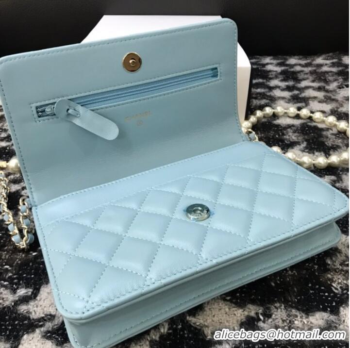 Well Crafted Chanel Lambskin Flap Shoulder Bag CC33814 light blue