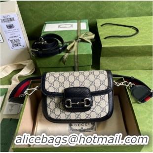 Luxury Discount Gucci Horsebit 1955 GG mini bag 658574 blue