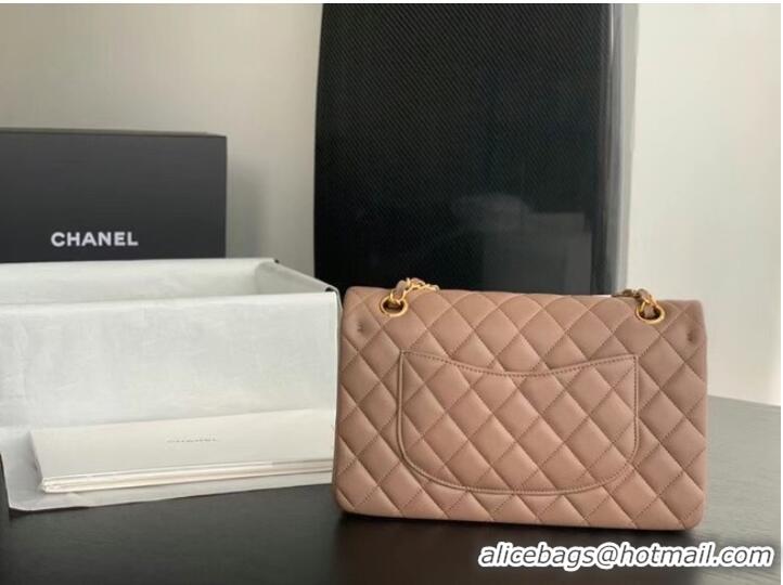 AAAAA Discount CHANEL Classic Handbag Lambskin Taupe 01112 & gold-Tone Metal