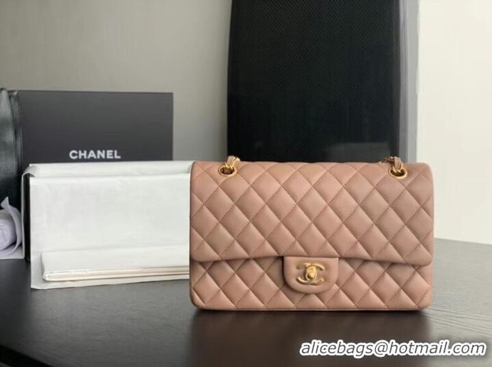 AAAAA Discount CHANEL Classic Handbag Lambskin Taupe 01112 & gold-Tone Metal