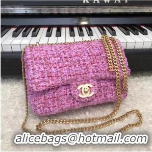 Reasonable Price CHANEL Tweed Braided Calfskin & Gold-Tone Metal AS3114 plum