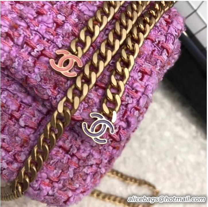 Reasonable Price CHANEL Tweed Braided Calfskin & Gold-Tone Metal AS3114 plum