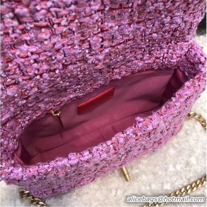 Reasonable Price CHANEL Tweed Braided Calfskin & Gold-Tone Metal AS3114 plum