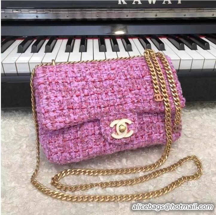 Reasonable Price CHANEL Tweed Braided Calfskin & Gold-Tone Metal AS3114 plum