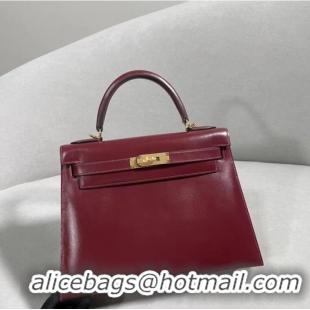 Top Grade Discount Hermes BOX Leather KL28 Burgundy