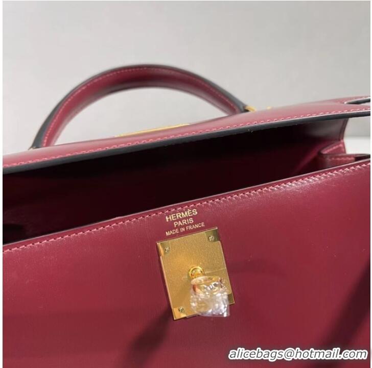 Top Grade Discount Hermes BOX Leather KL28 Burgundy