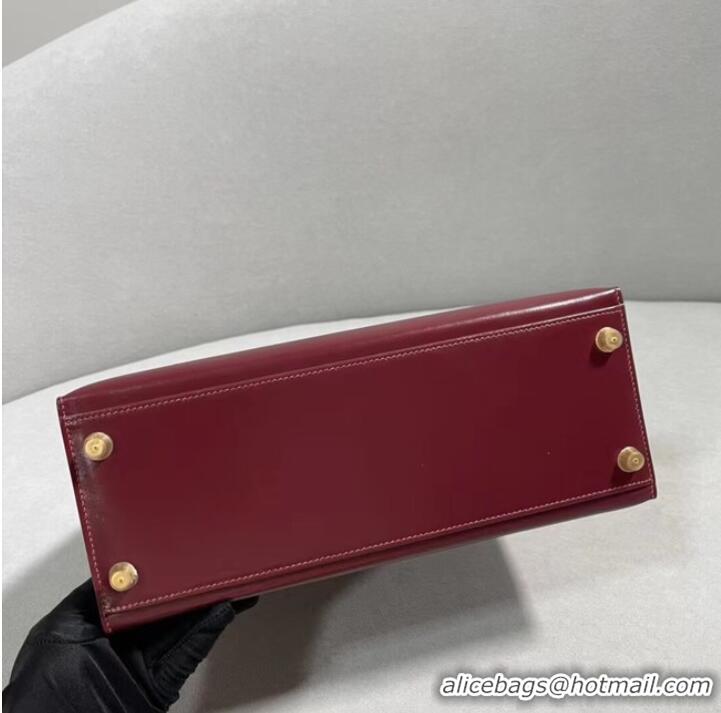 Top Grade Discount Hermes BOX Leather KL28 Burgundy