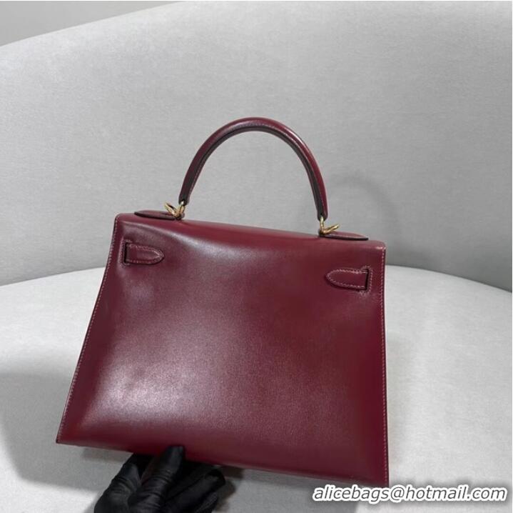 Top Grade Discount Hermes BOX Leather KL28 Burgundy