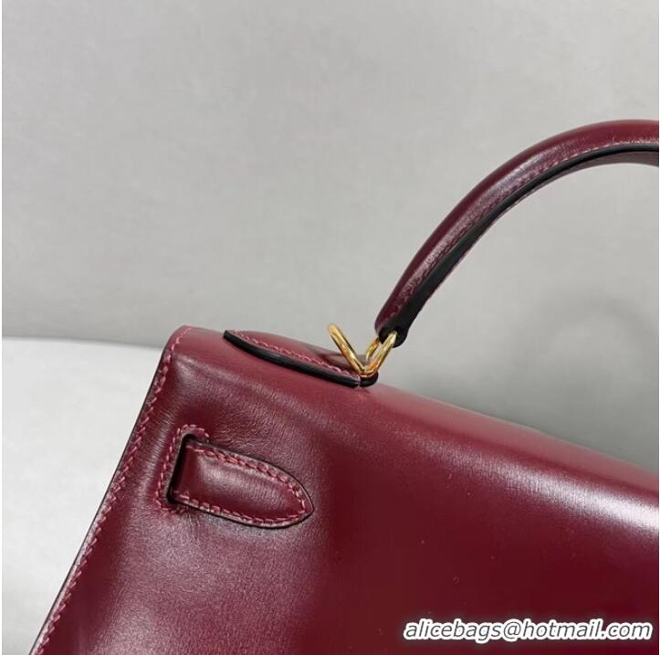 Top Grade Discount Hermes BOX Leather KL28 Burgundy