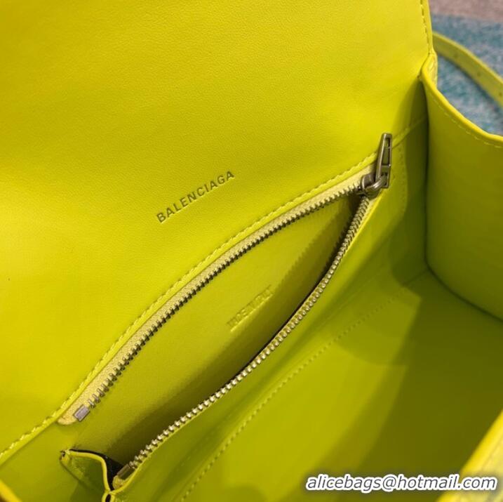 Inexpensive Balenciaga HOURGLASS SMALL TOP HANDLE BAG crocodile embossed calfskin B108895C yellow 