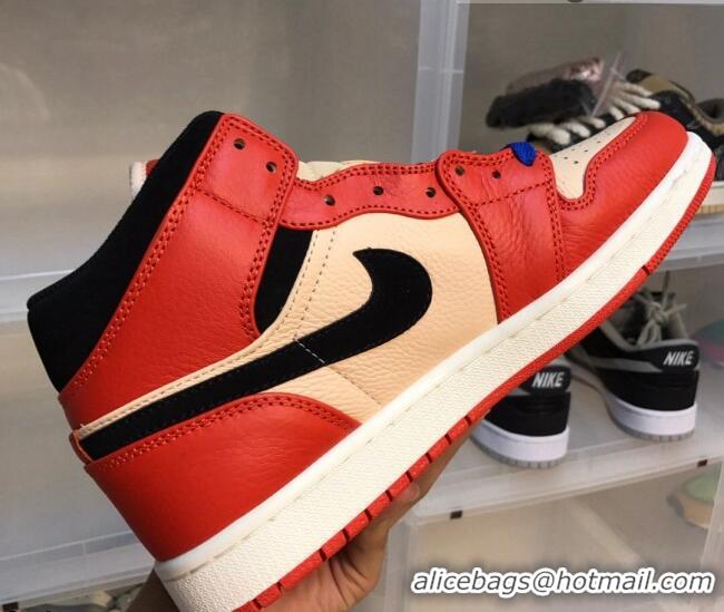 Discount Nike Air Jordan AJ1 Mid-top Sneakers Red/Beige 112364