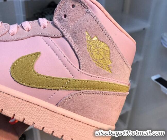 Luxury Nike Air Jordan AJ1 Mid-top Sneakers Pink 112371