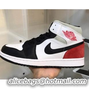 Charming Nike Air Jordan AJ1 Mid-top Sneakers White/Red 112372