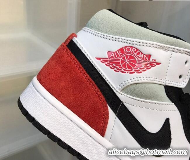 Charming Nike Air Jordan AJ1 Mid-top Sneakers White/Red 112372