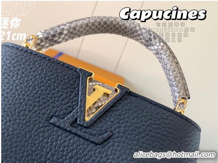 Famous Brand Louis Vuitton CAPUCINES PM Original Python Leather N80041 Navy