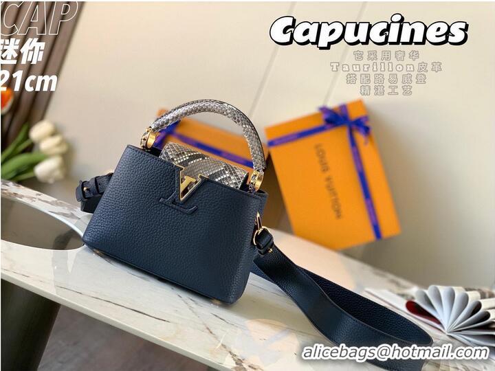 Famous Brand Louis Vuitton CAPUCINES PM Original Python Leather N80041 Navy