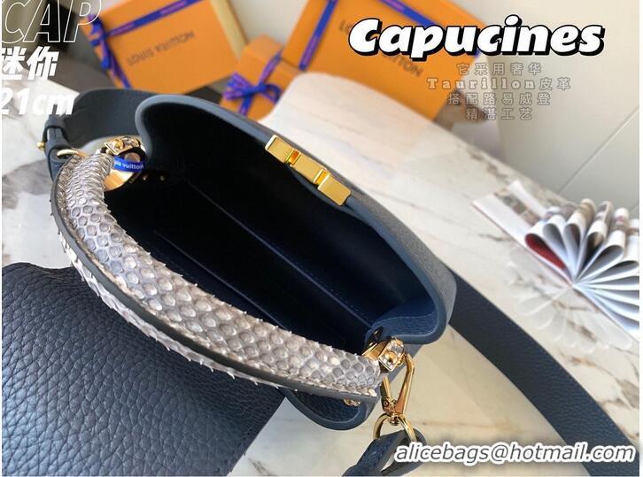 Famous Brand Louis Vuitton CAPUCINES PM Original Python Leather N80041 Navy