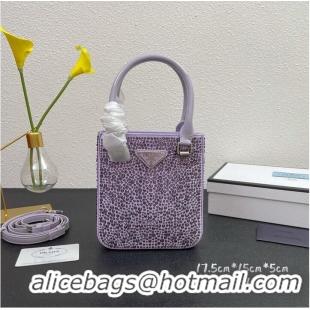 Good Product Good Product Prada leather small-bag with artificial crystals tote 1BC331 Purple