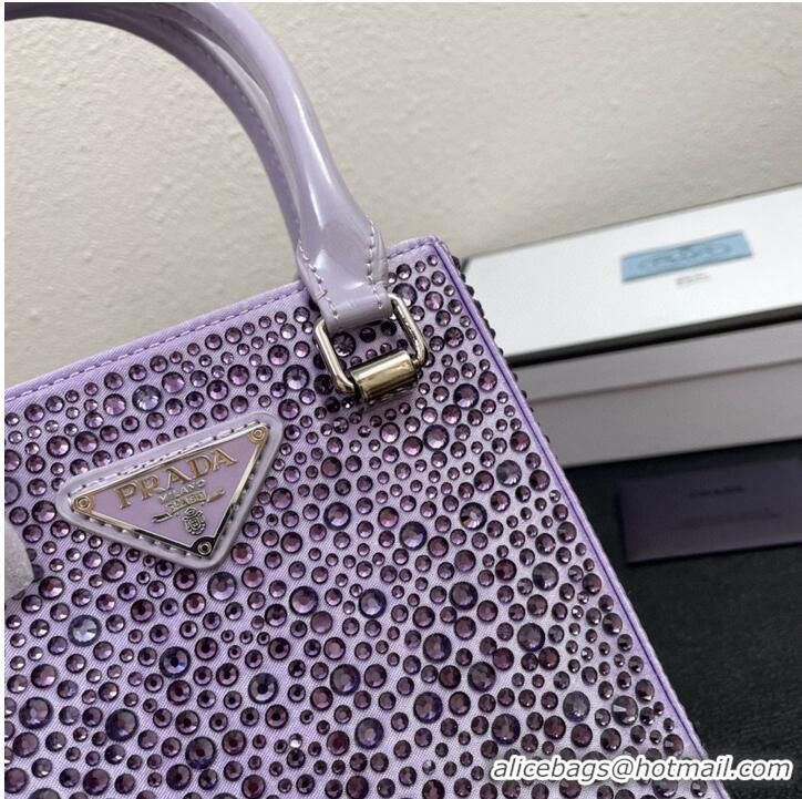 Good Product Good Product Prada leather small-bag with artificial crystals tote 1BC331 Purple