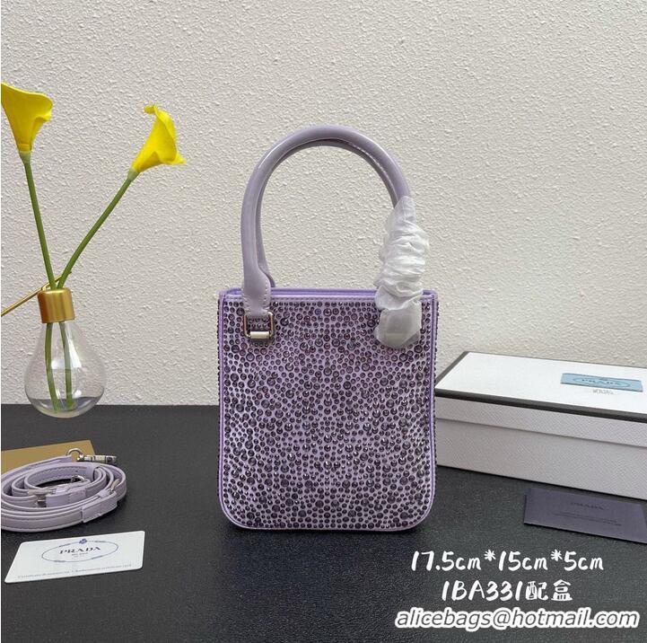 Good Product Good Product Prada leather small-bag with artificial crystals tote 1BC331 Purple