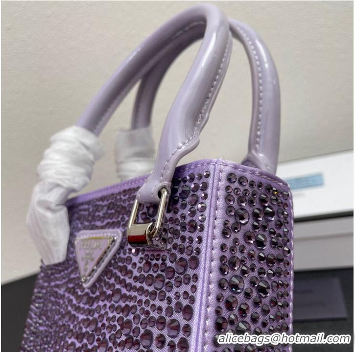 Good Product Good Product Prada leather small-bag with artificial crystals tote 1BC331 Purple