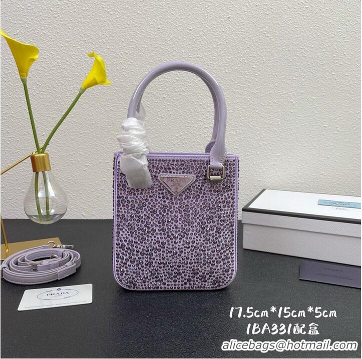 Good Product Good Product Prada leather small-bag with artificial crystals tote 1BC331 Purple