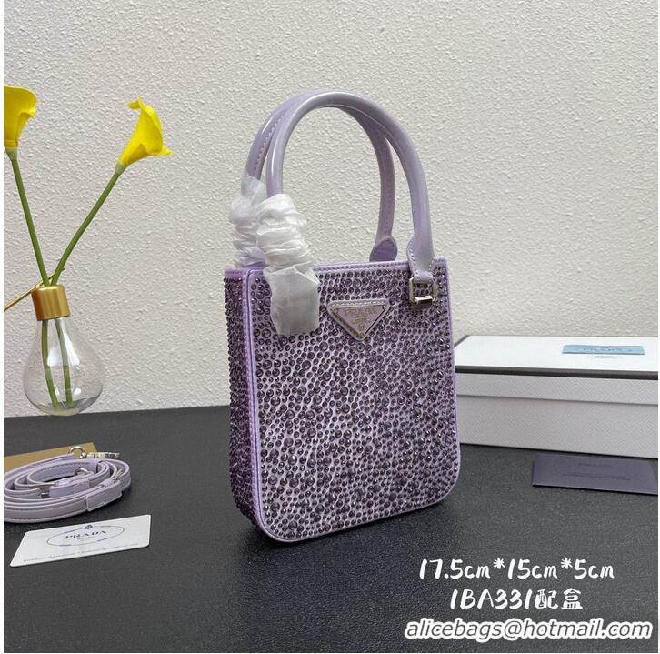 Good Product Good Product Prada leather small-bag with artificial crystals tote 1BC331 Purple