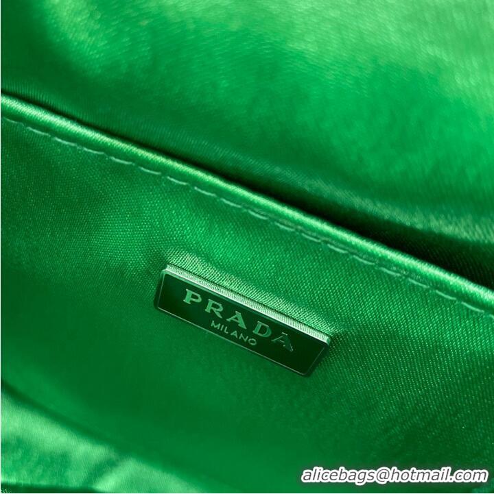 Promotional Prada leather small-bag with artificial crystals tote 1BC331 Green