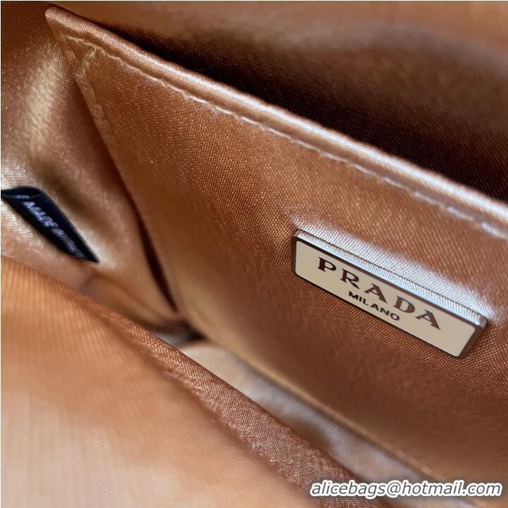 Fashion Discount Prada leather small-bag with artificial crystals tote 1BC331 Gold