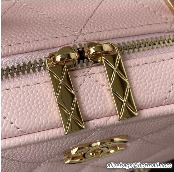 Buy Discount Chanel Grained Calfskin mini flap bag with top handle AS2431 Pink