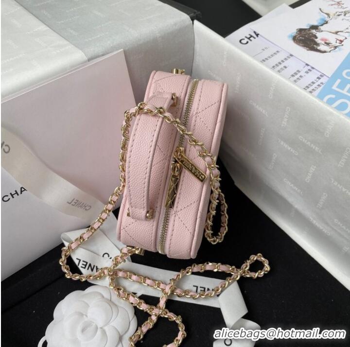 Buy Discount Chanel Grained Calfskin mini flap bag with top handle AS2431 Pink