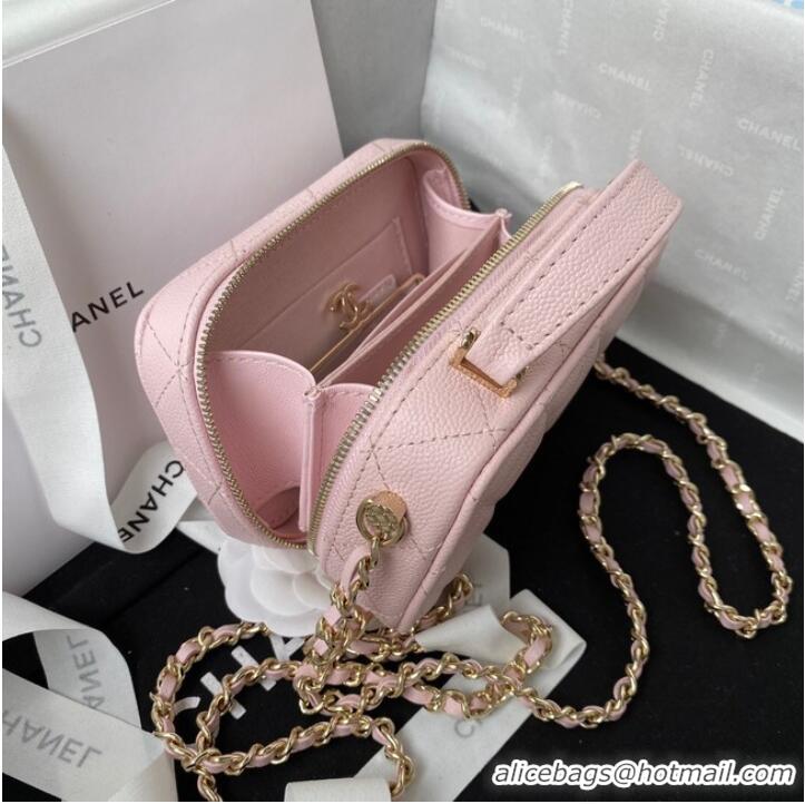 Buy Discount Chanel Grained Calfskin mini flap bag with top handle AS2431 Pink